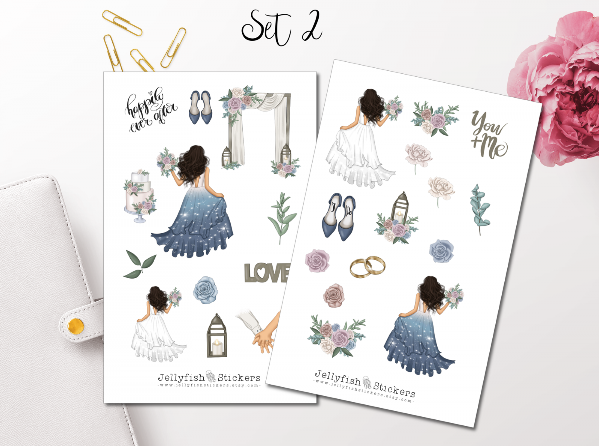 Mädchen Hochzeit Sticker Set
